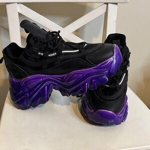 Steve Madden Black Sneakers with Vibrant Purple Soles